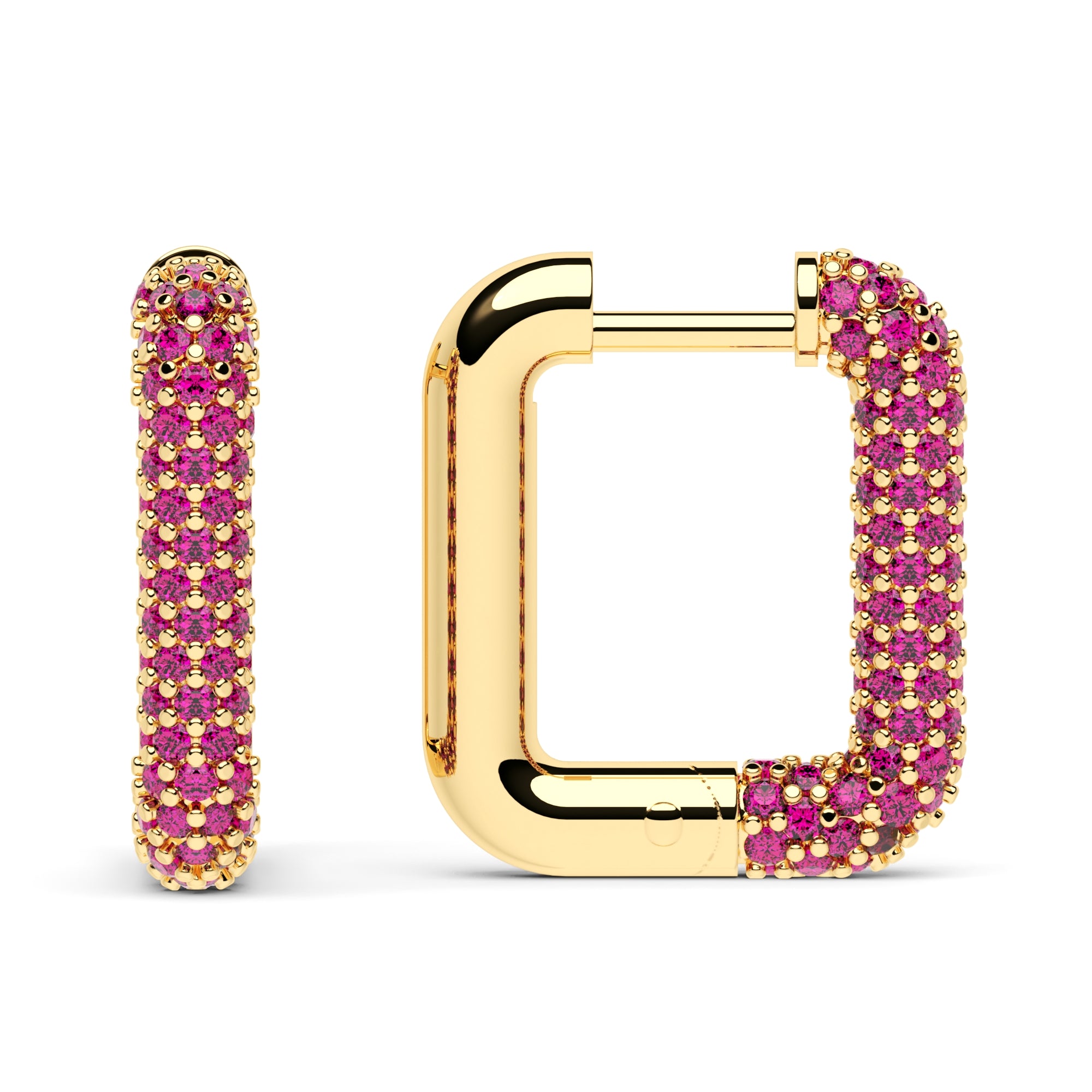 Creolen eckig klein fuchsia Zirkonia