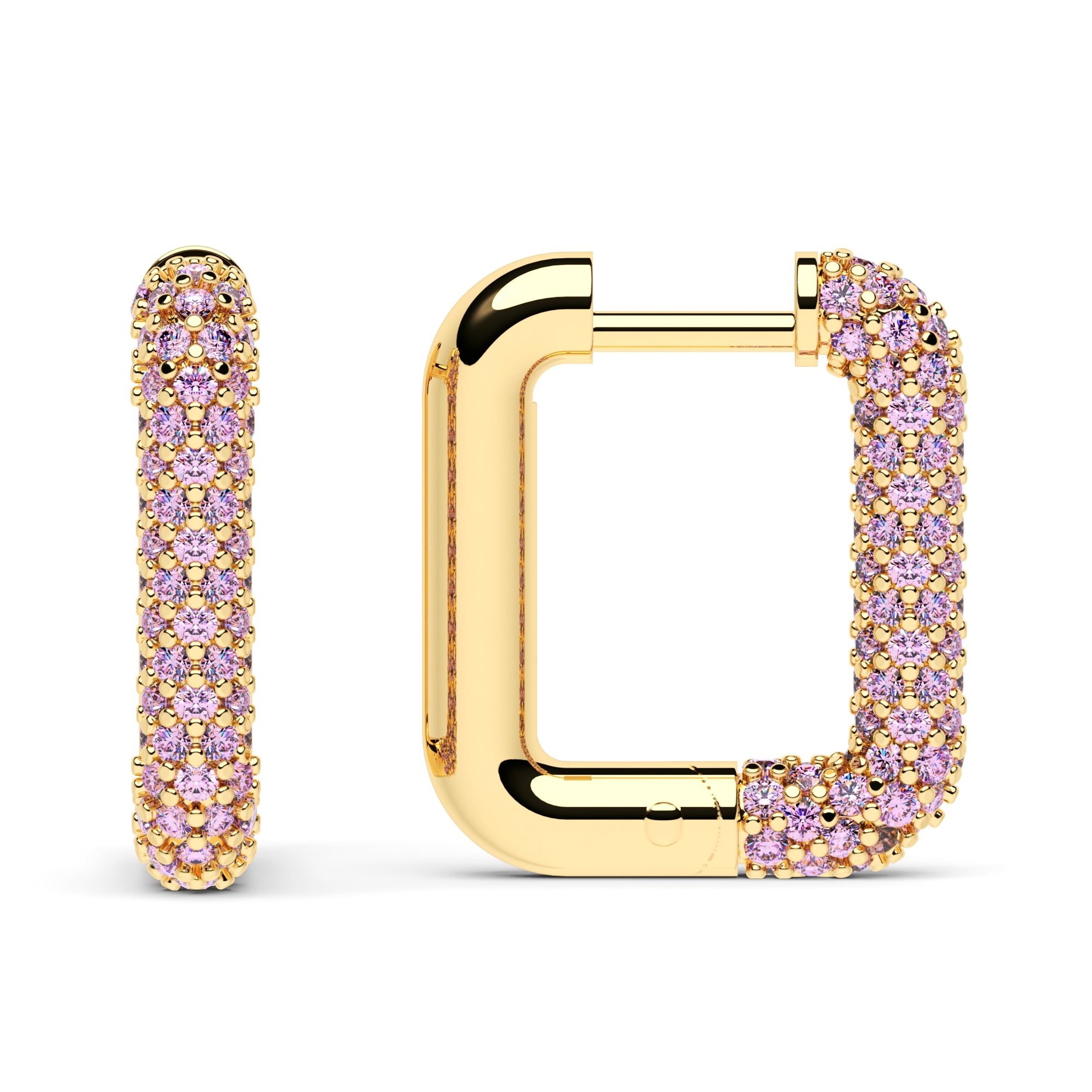 Creolen eckig klein pink Zirkonia