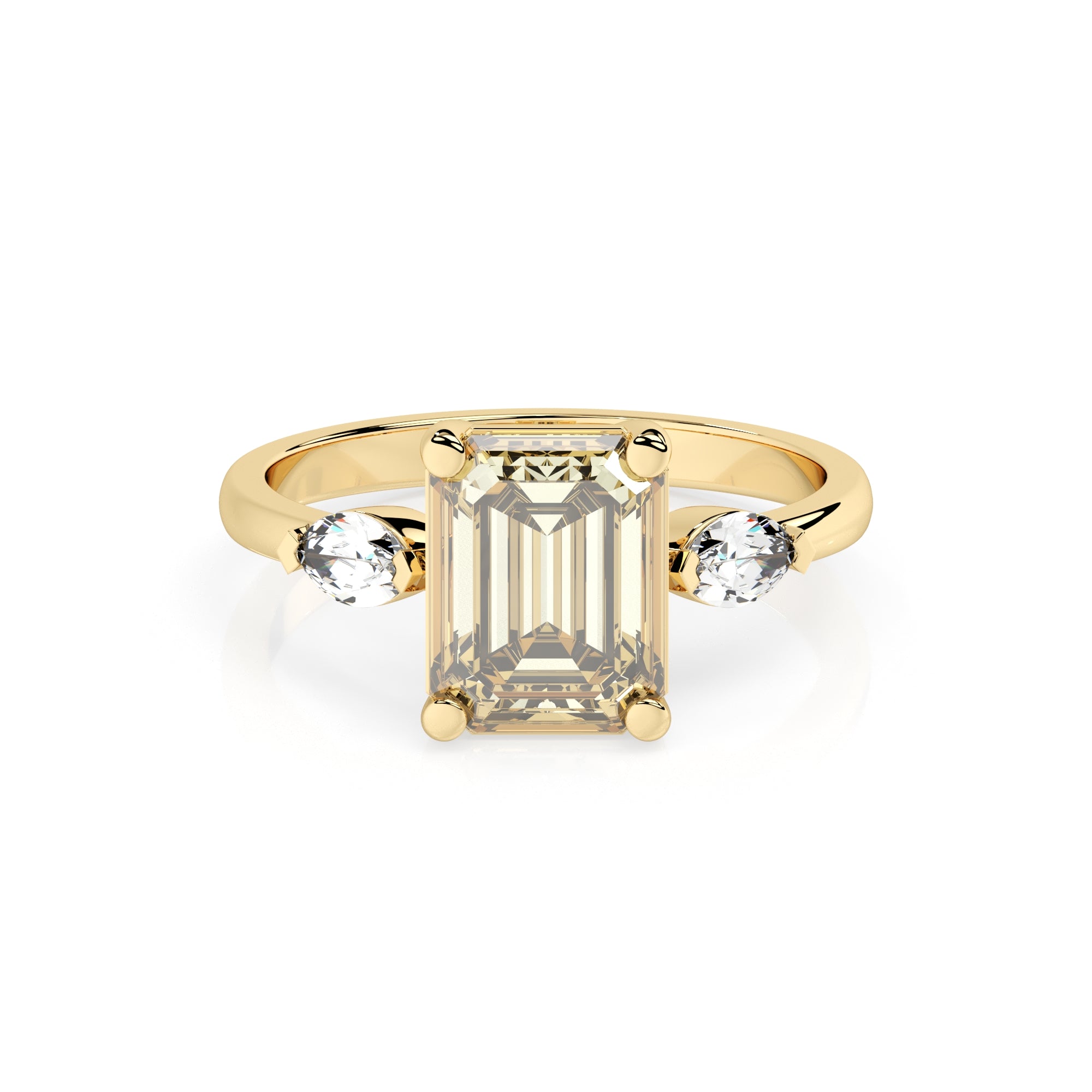 Ring gelber Baguette mit ovalen Zirkonia