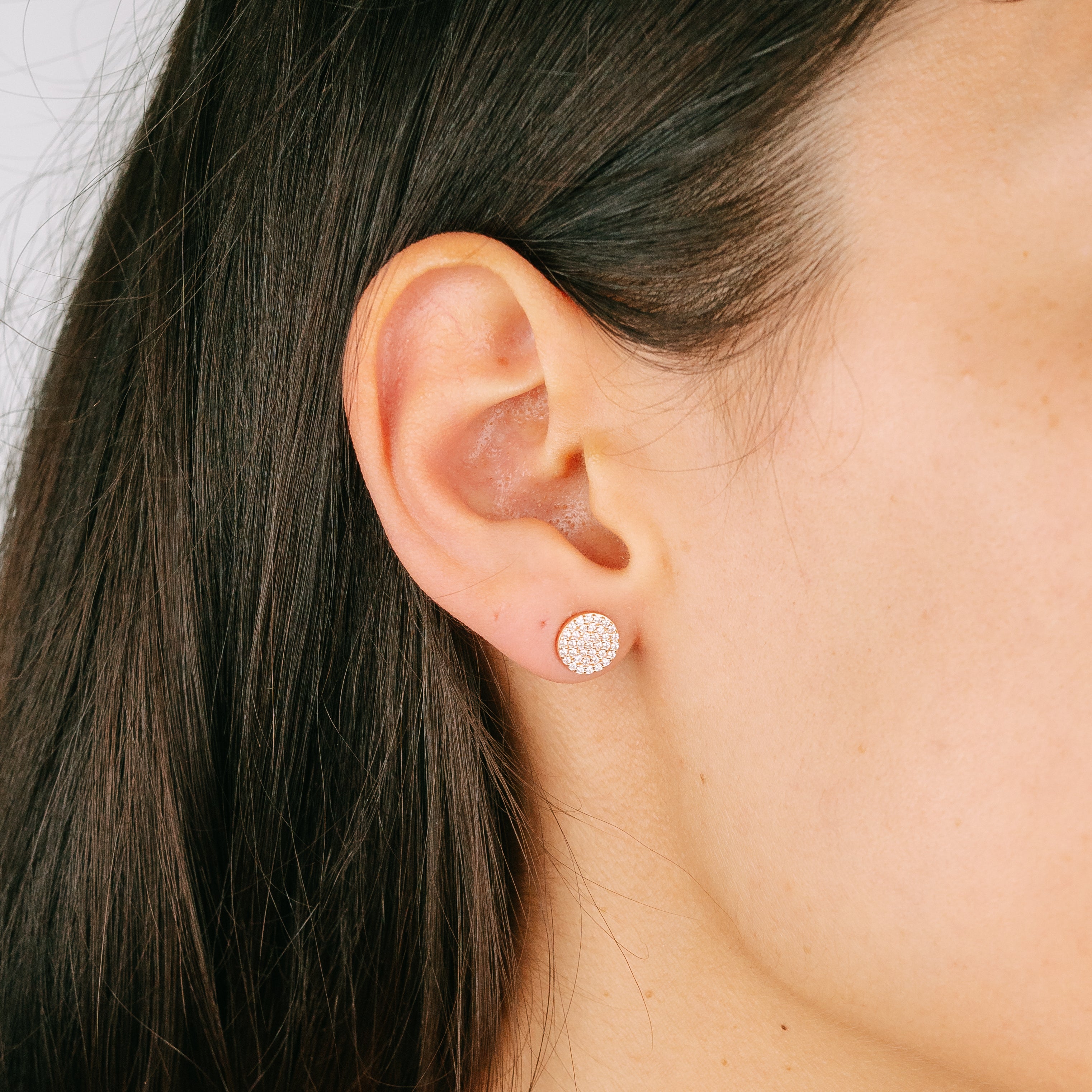 Ohrstecker Platte groß Pavé