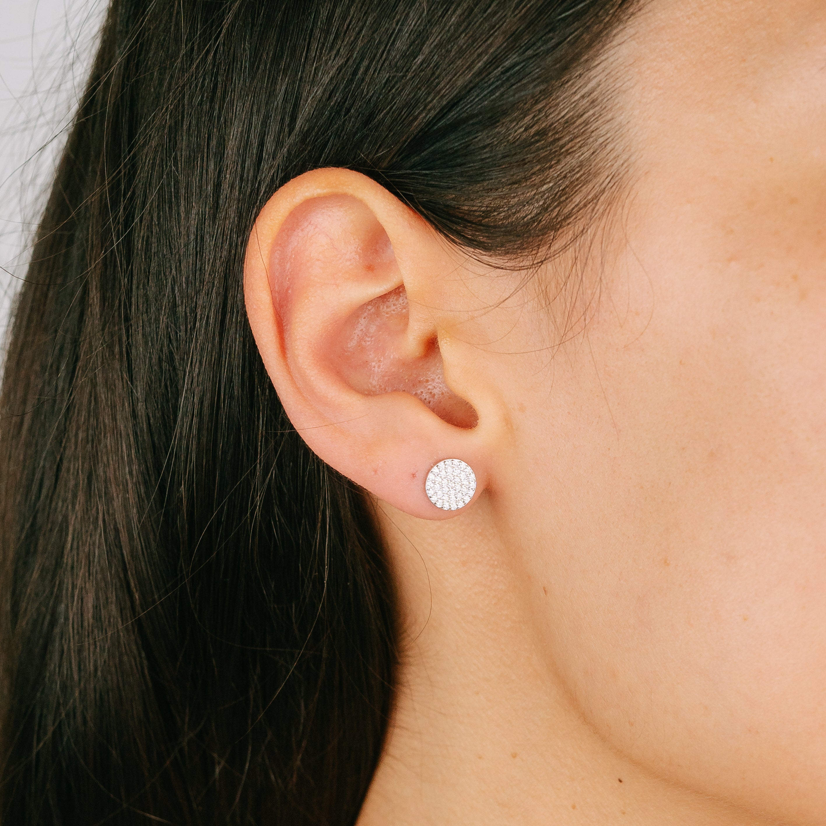 Ohrstecker Platte groß Pavé