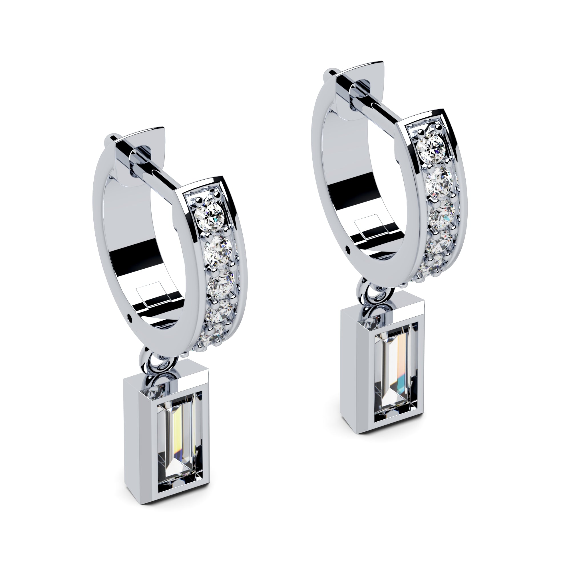 Creolen Pavé mit Baguette Zirkonia