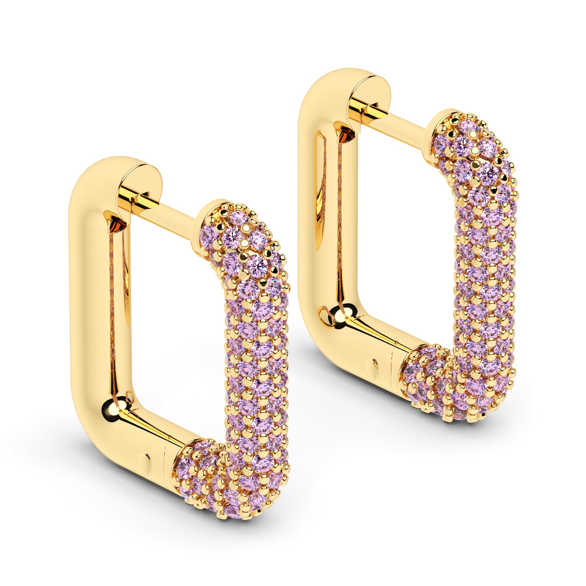 Creolen eckig klein pink Zirkonia