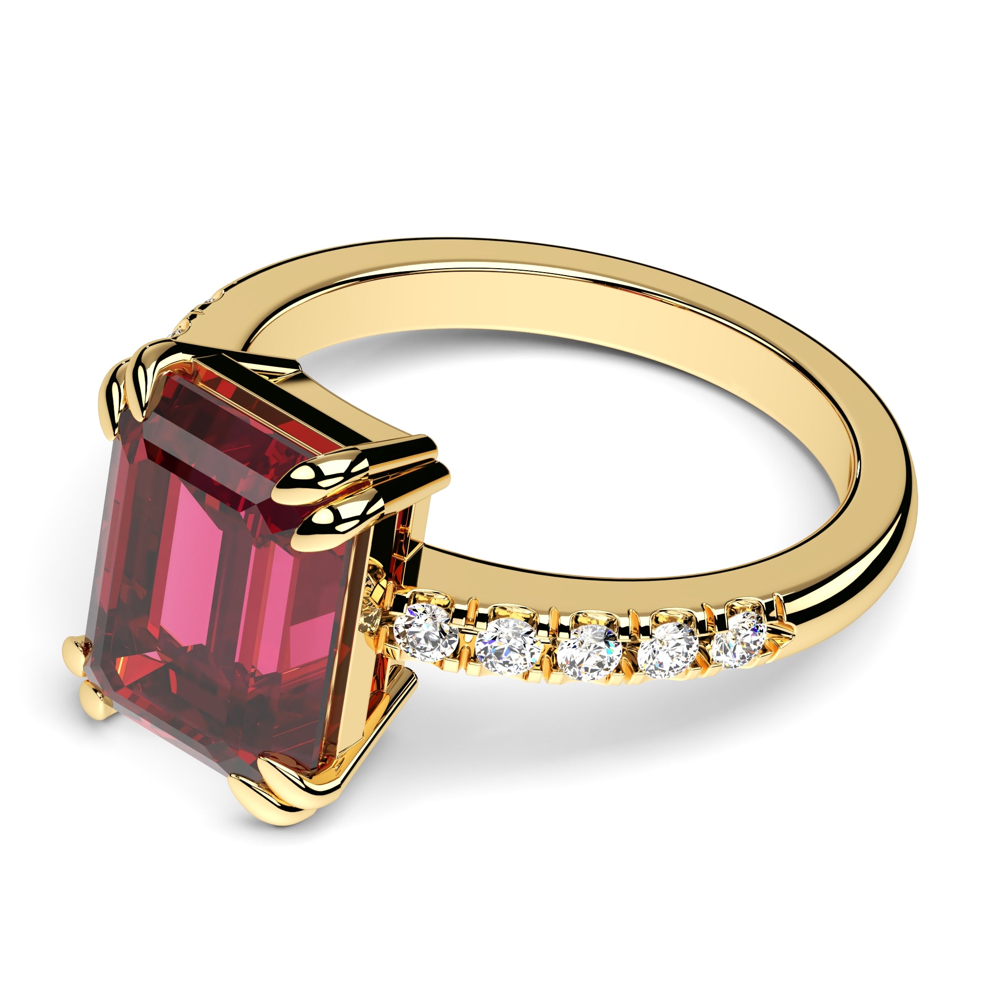 Ring roter Baguette Zirkonia