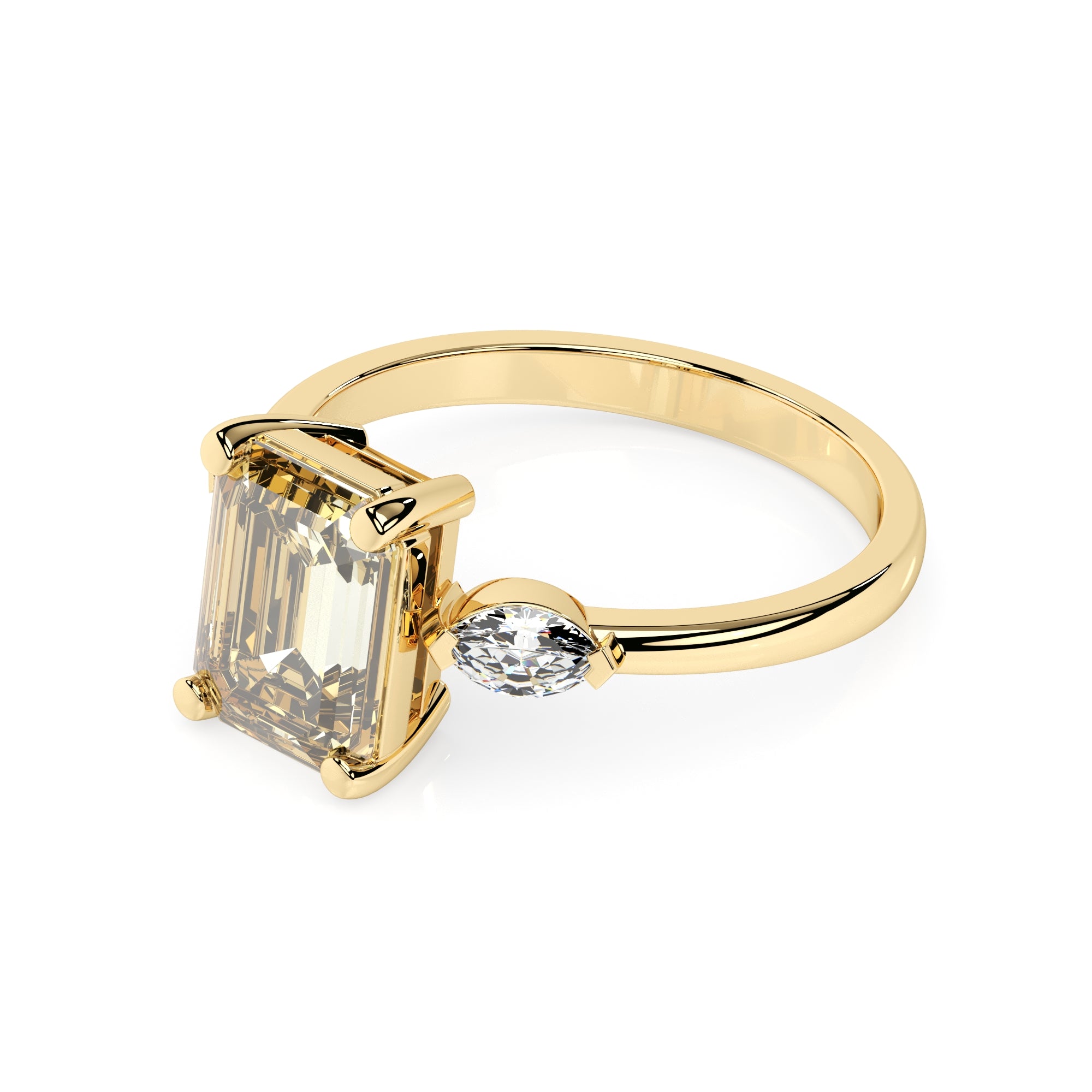 Ring gelber Baguette mit ovalen Zirkonia