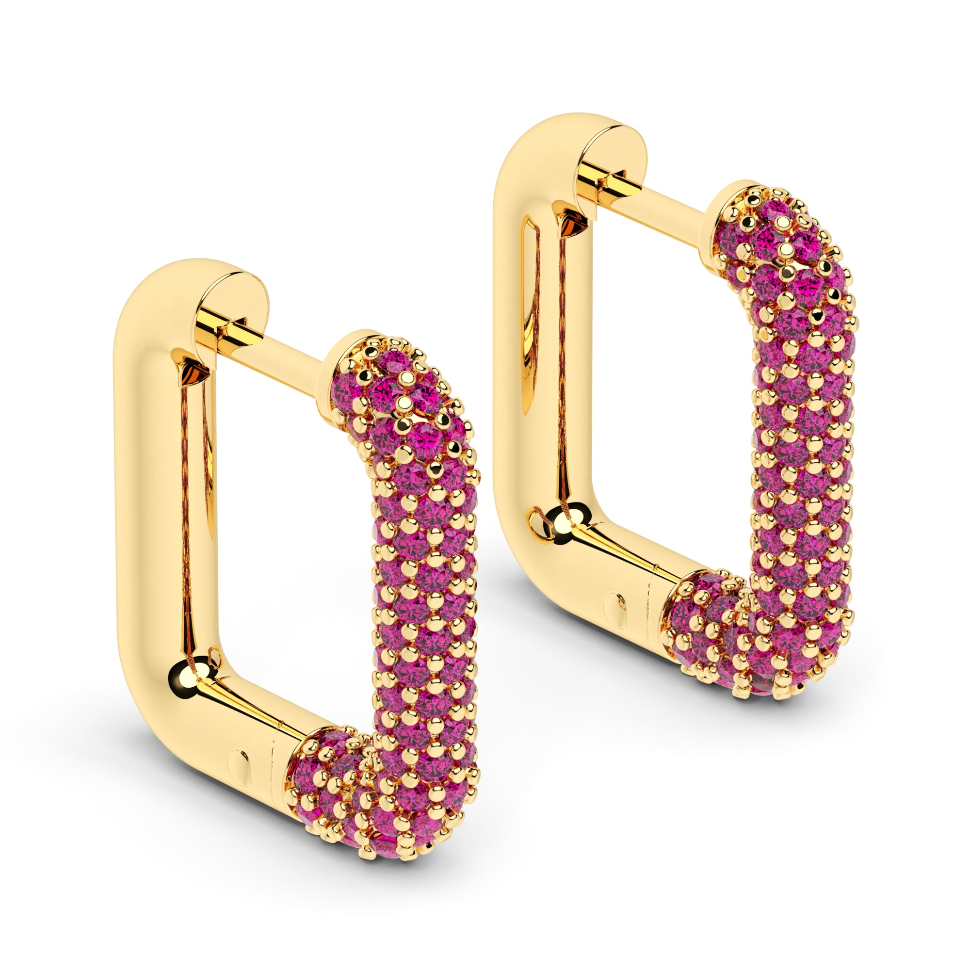Creolen eckig klein fuchsia Zirkonia