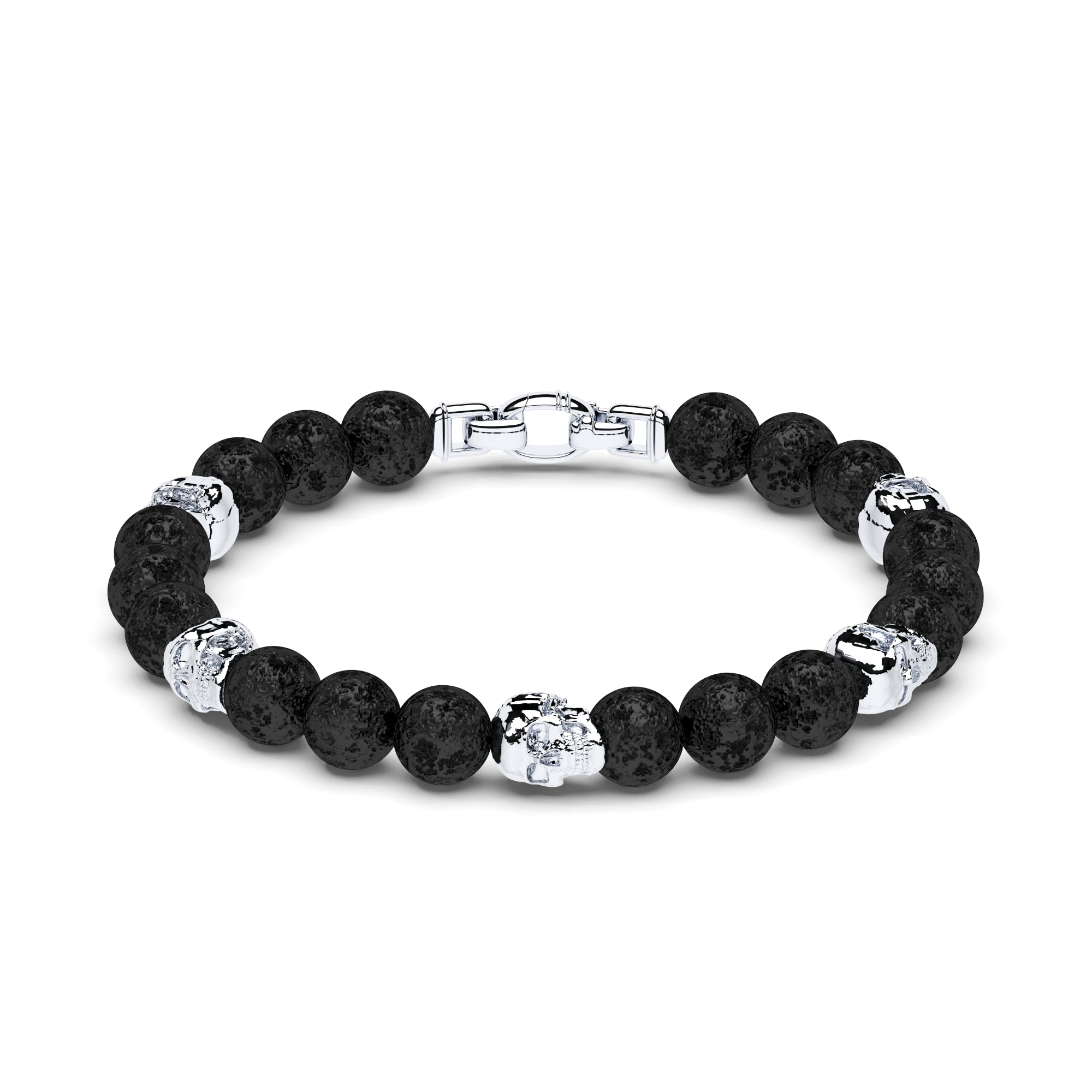 Armband Lavasteine Totenköpfe