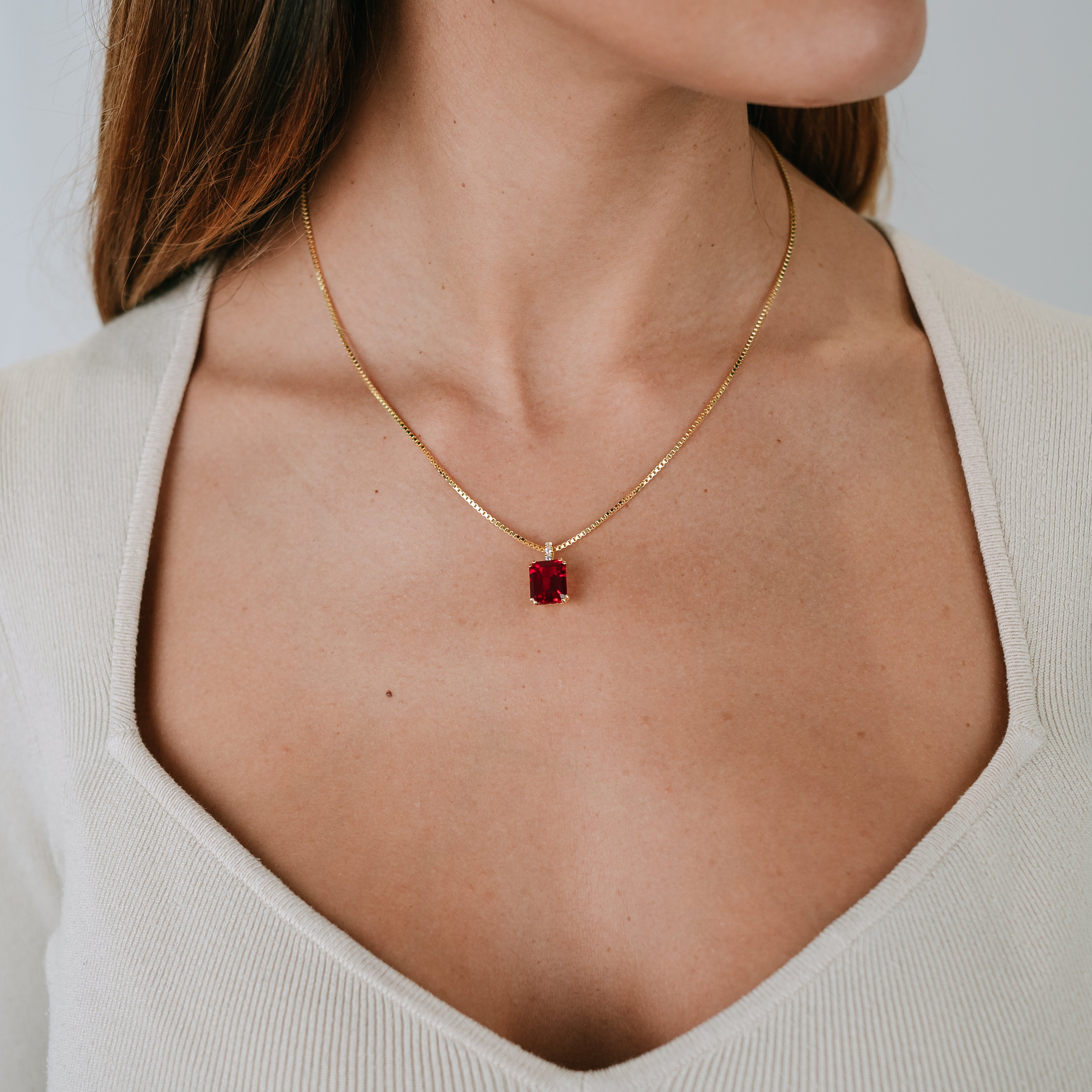 Halskette roter Baguette Zirkonia