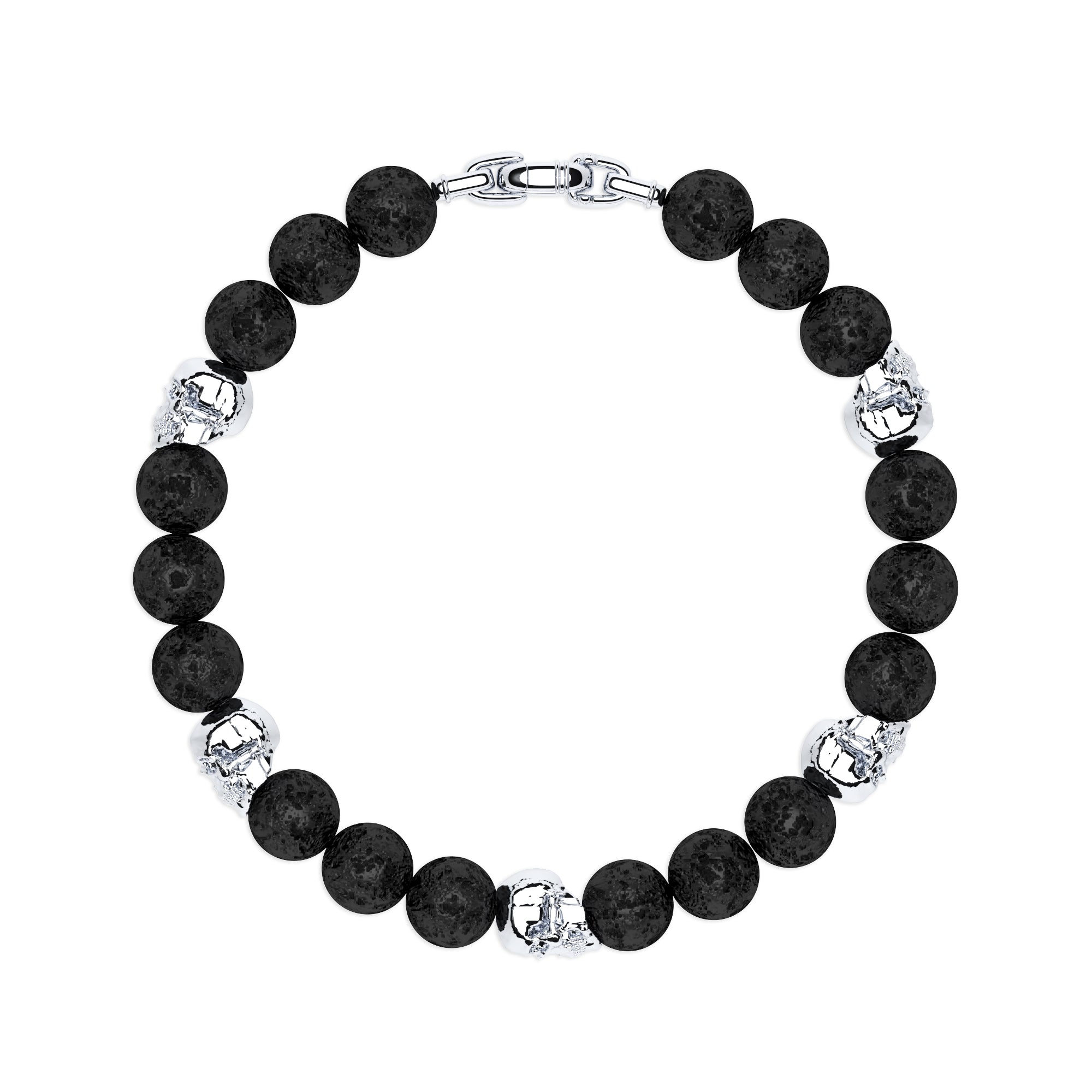 Armband Lavasteine Totenköpfe