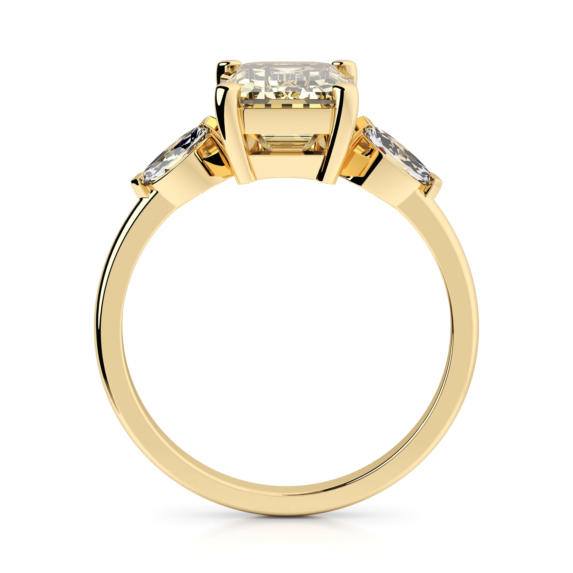 Ring gelber Baguette mit ovalen Zirkonia