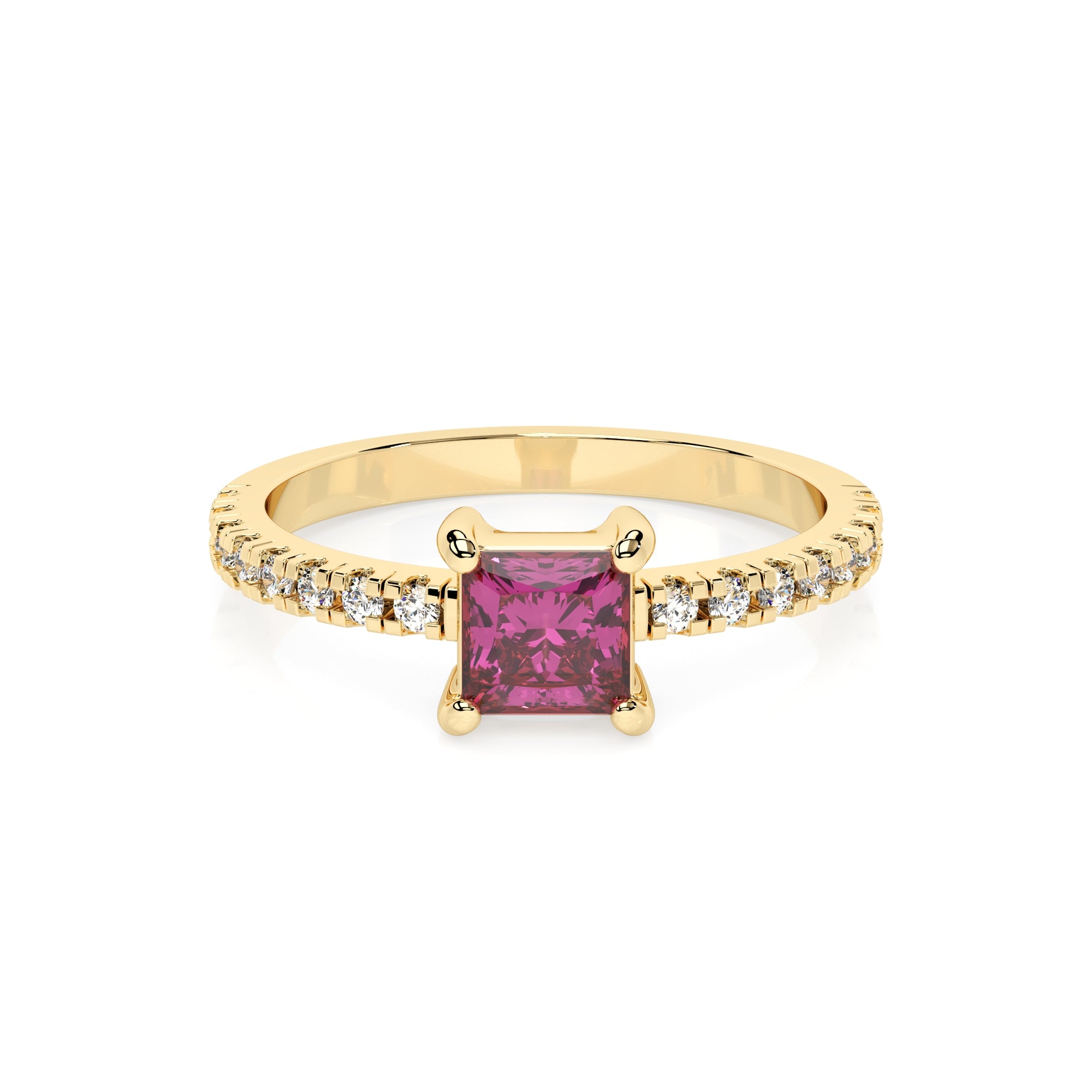 Ring eckiger roter Zirkonia