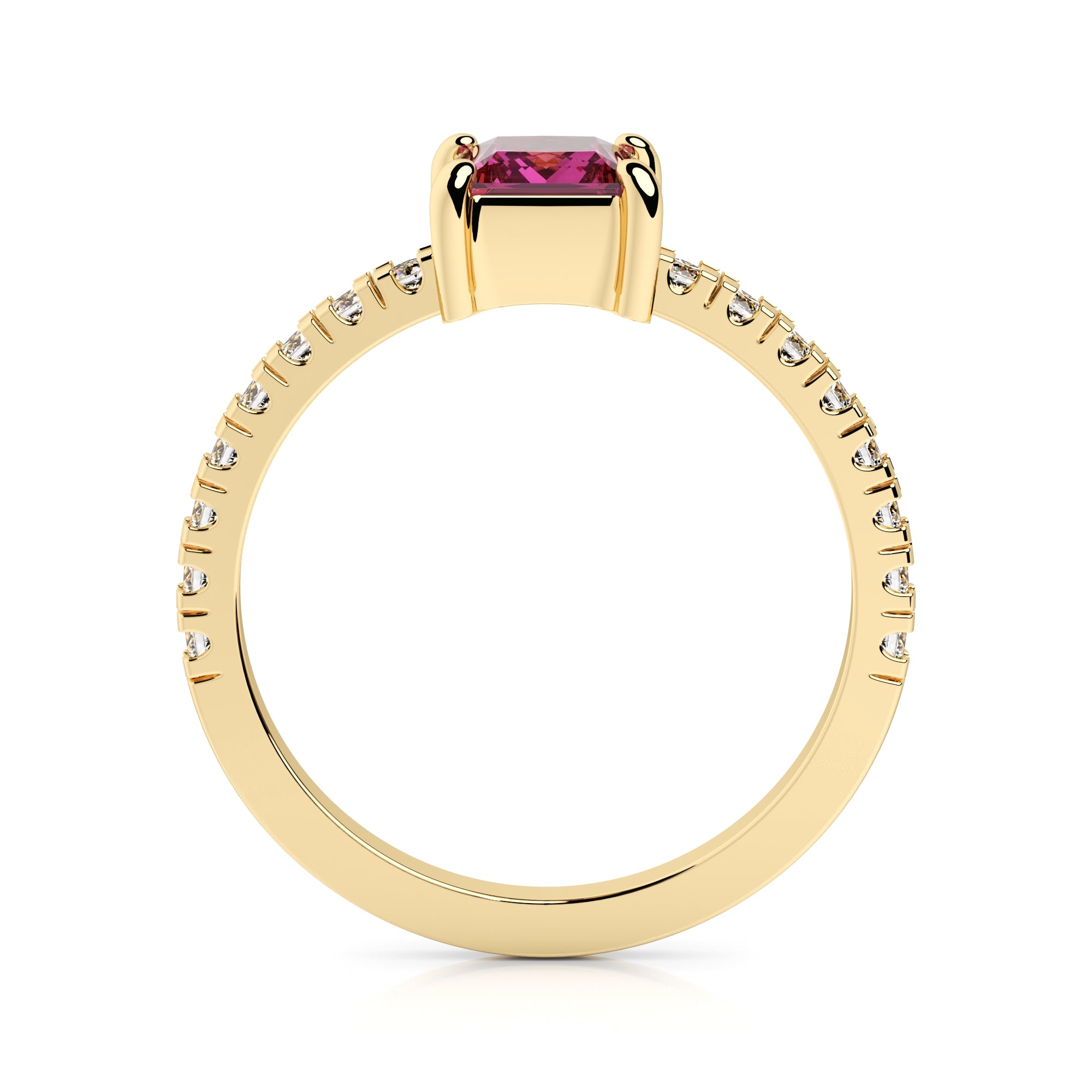 Ring eckiger roter Zirkonia