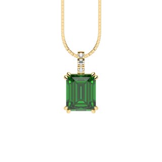Halskette grüner Baguette Zirkonia Gold
